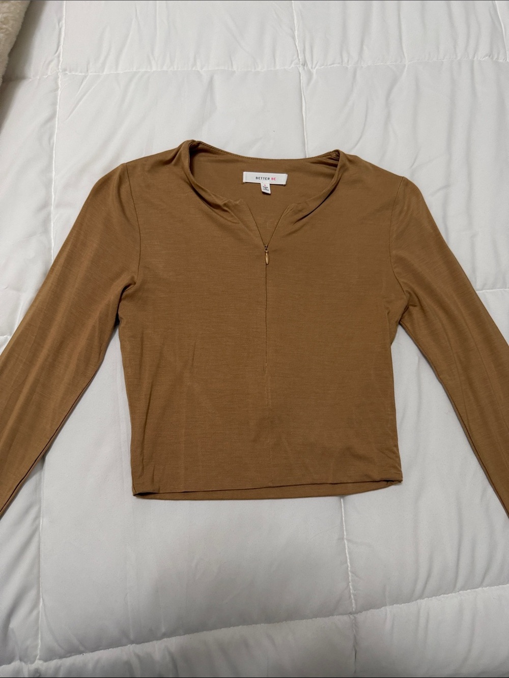 Better Be Brown Long-Sleeve Half-Zip Top